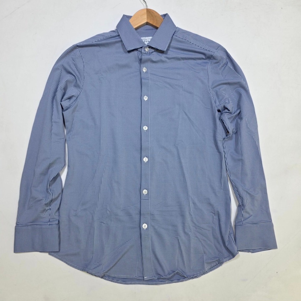 Mizzen + Main Shirt Mens Medium Blue Trim Fit Spinnaker Performance Micro Check